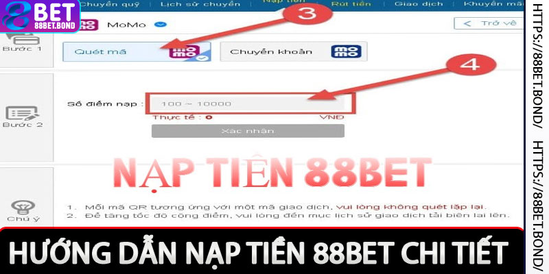 Hướng dẫn cụ thể các cách nạp tiền 88Bet nhanh gọn đơn giản